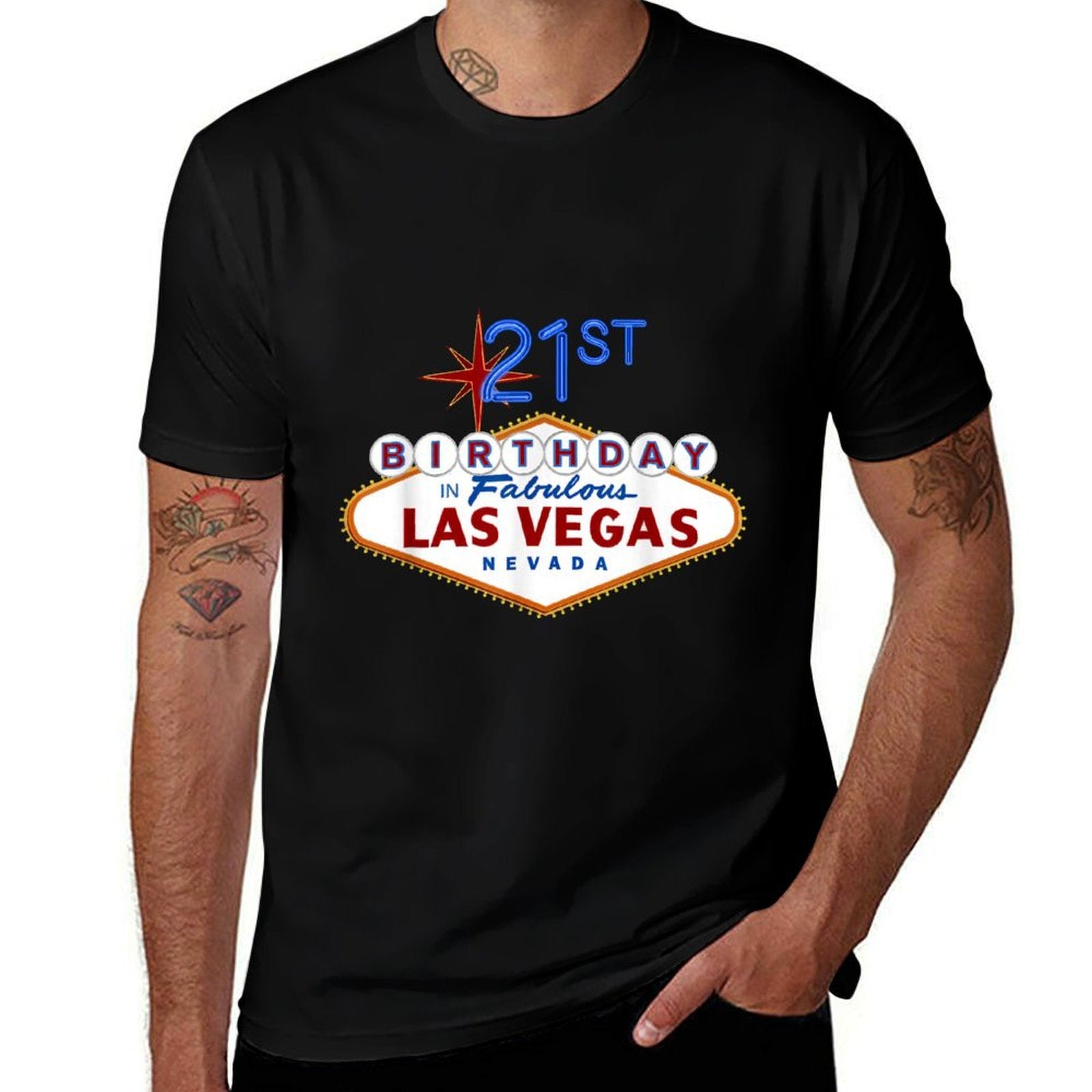 21st Birthday in Las Vegas Classic Sign Souvenir T  Vintage-inspired T-Shirt