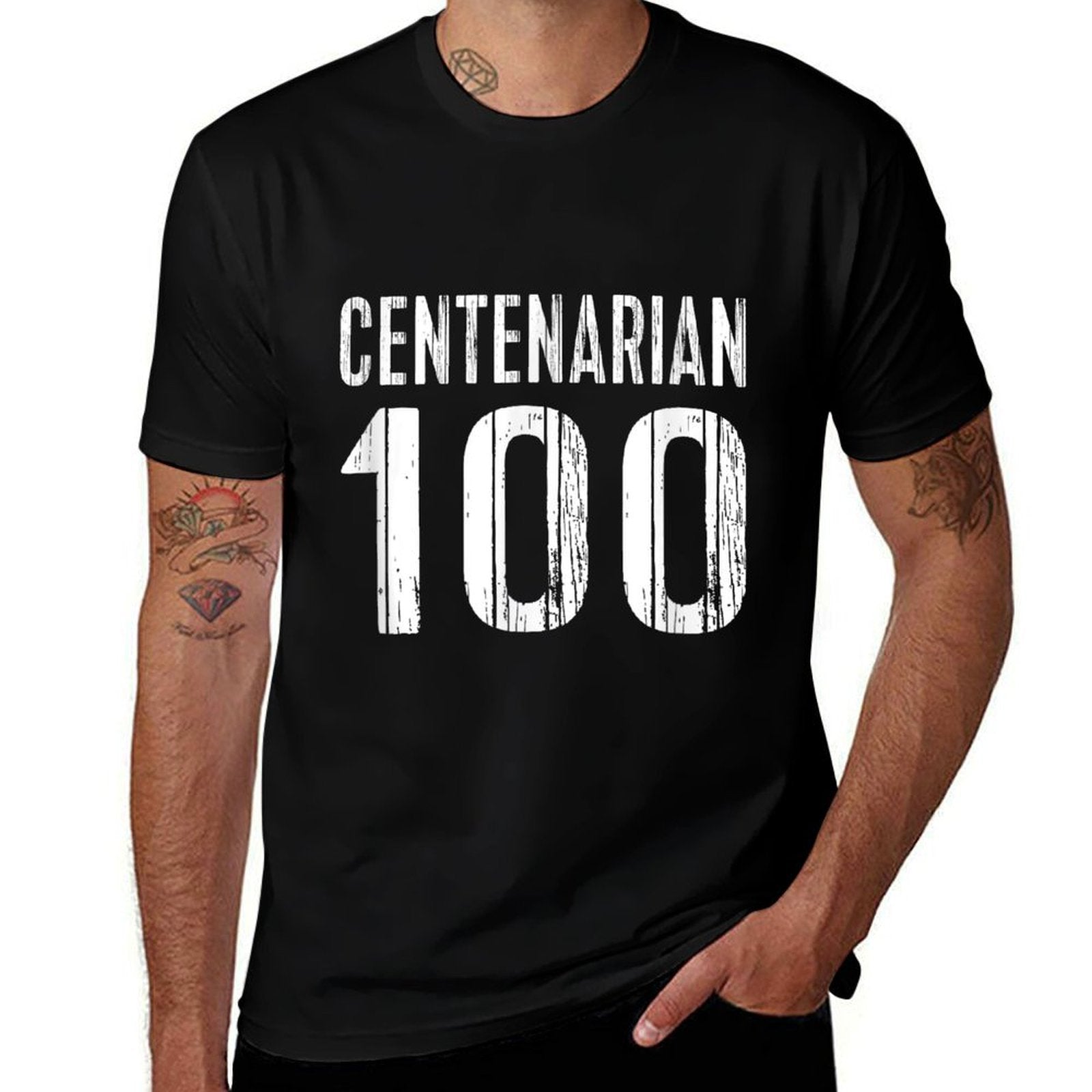 100th Birthday - 100 Years Old Centenarian  Fade-proof Color T-Shirt