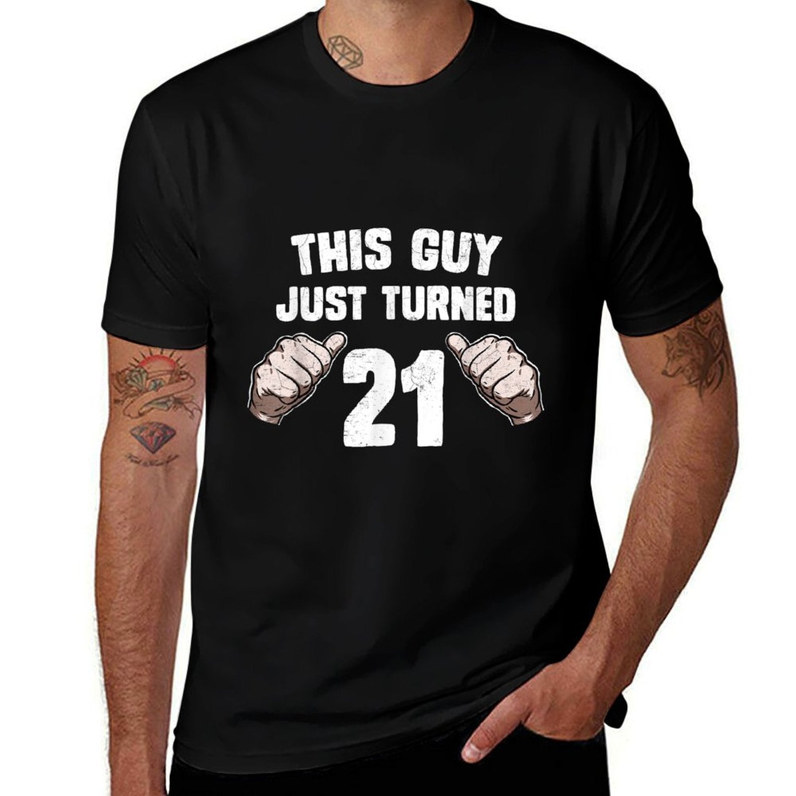 21st Birthday This Guy Thumbs Vintage Bday Gifts  Tagless Design T-Shirt
