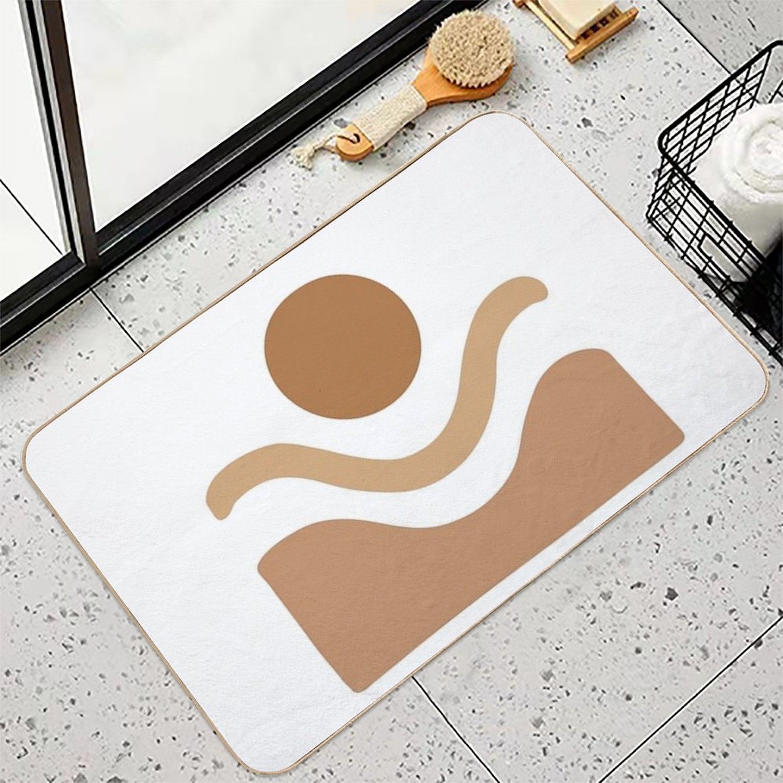 Boho Desert – Sandstorm & Sun in Earthy Tones  Fade-Resistant Bath Mat