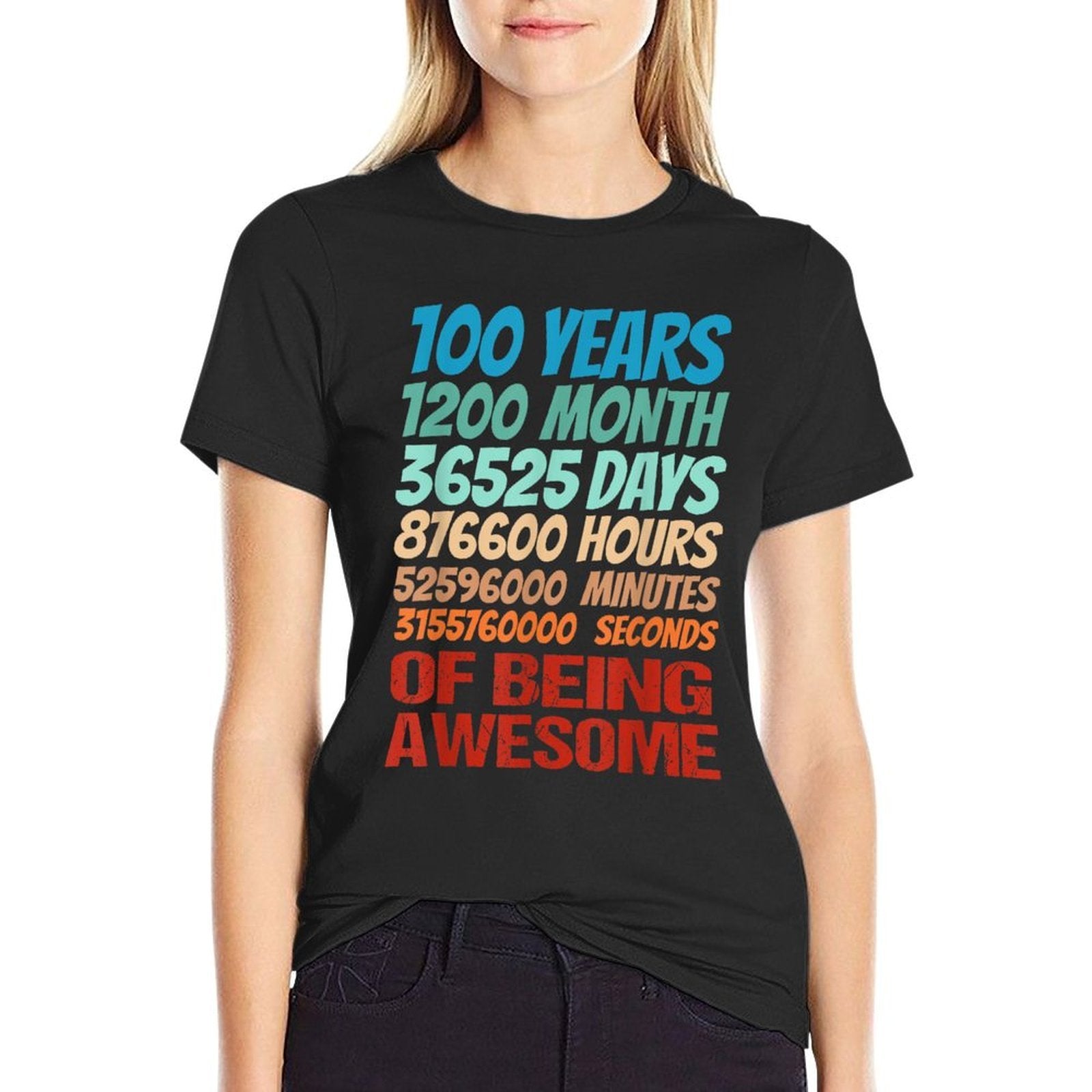 100 Years 100th Birthday Women Men 100th Birthday Decoration  Fade-proof Color T-Shirt