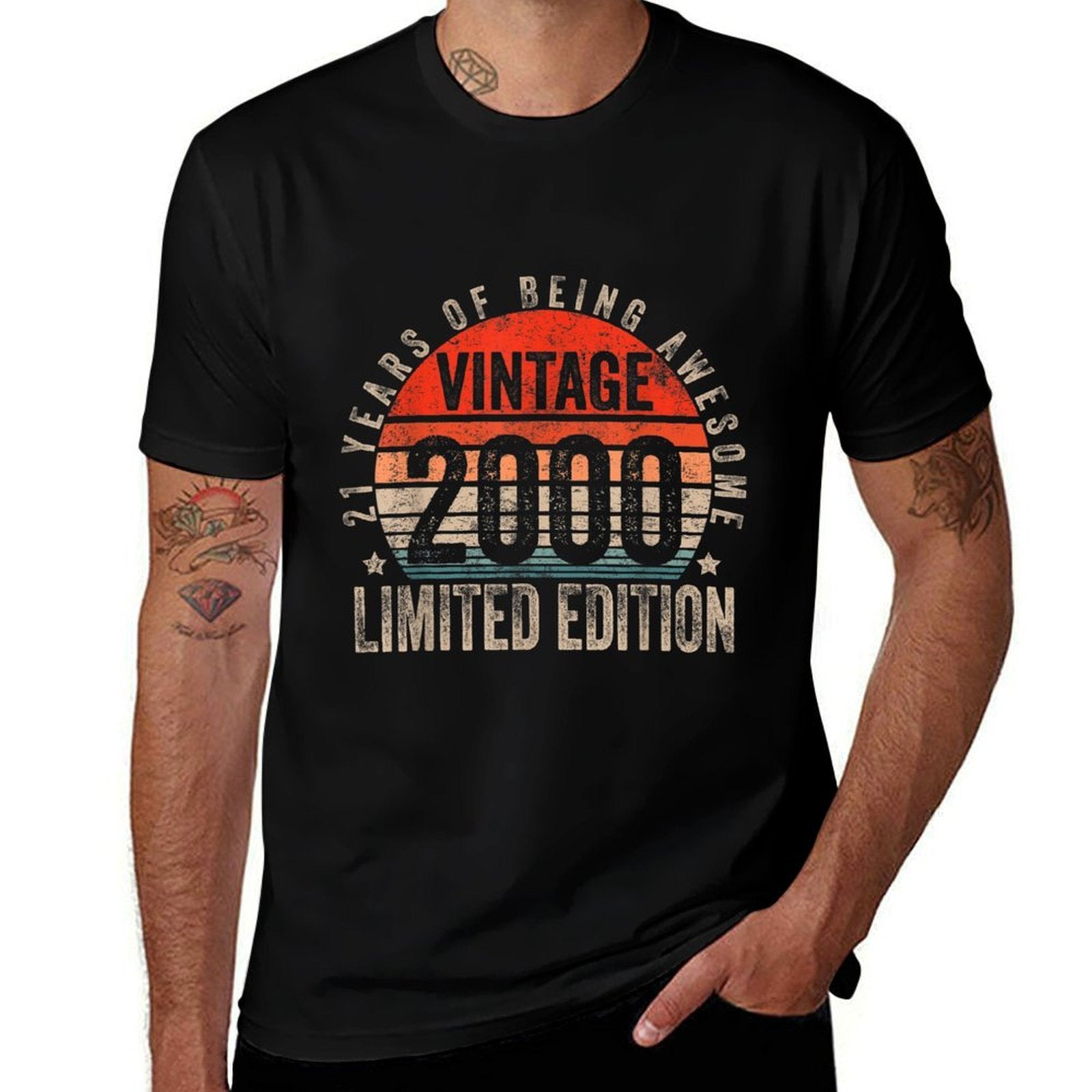 21 Year Old Gifts Vintage 2000 Limited Edition 21st Birthday  Oversized Silhouette T-Shirt