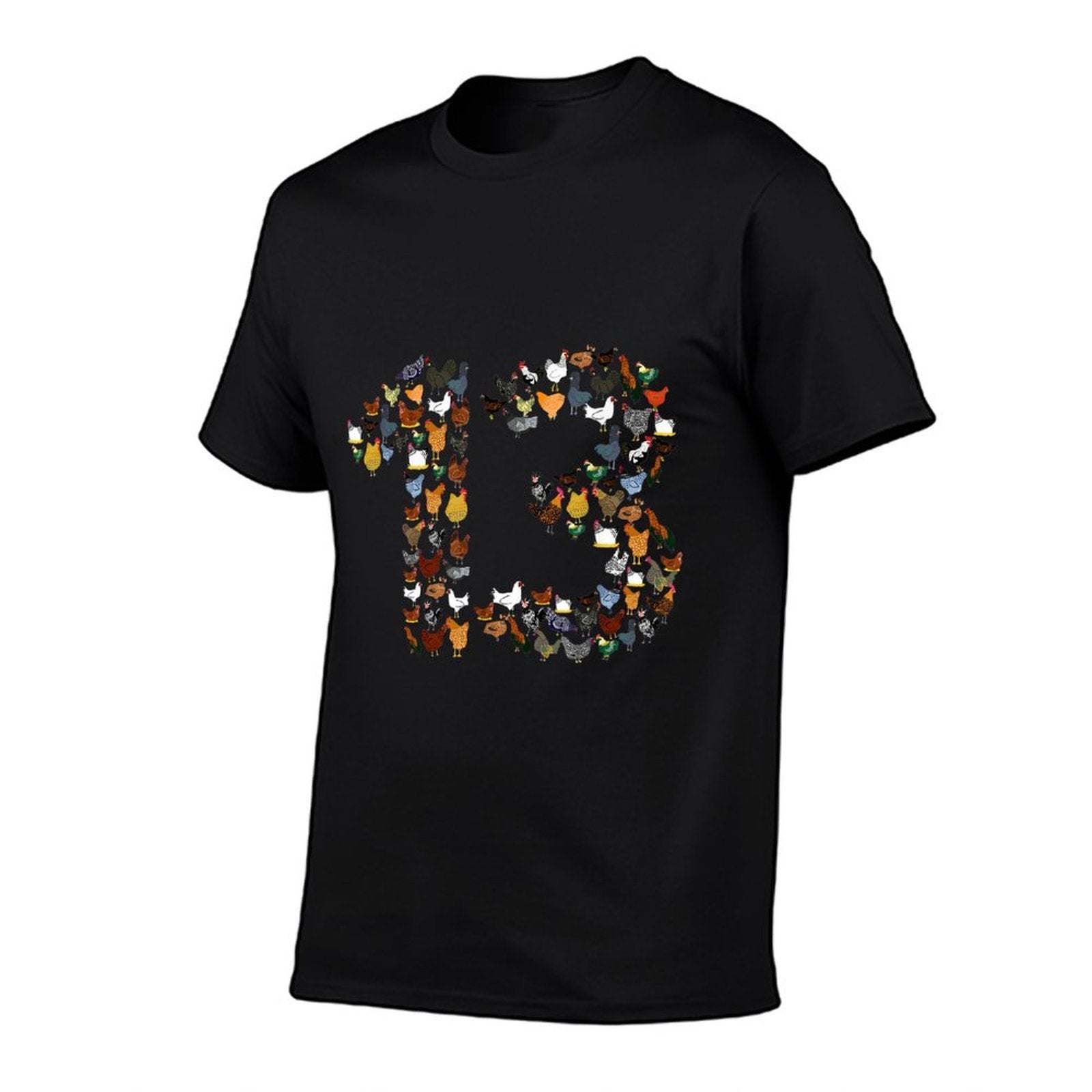 13th Birthday Outfit Girl Boy Thirteen Year Old Farm Chicken  Ribbed Collar T-Shirt