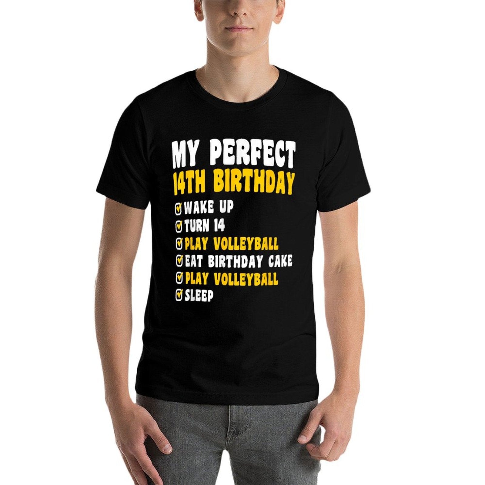 14 Year Old Perfect 14th Birthday Volleyball 14th Birthday  Fade-proof Color T-Shirt