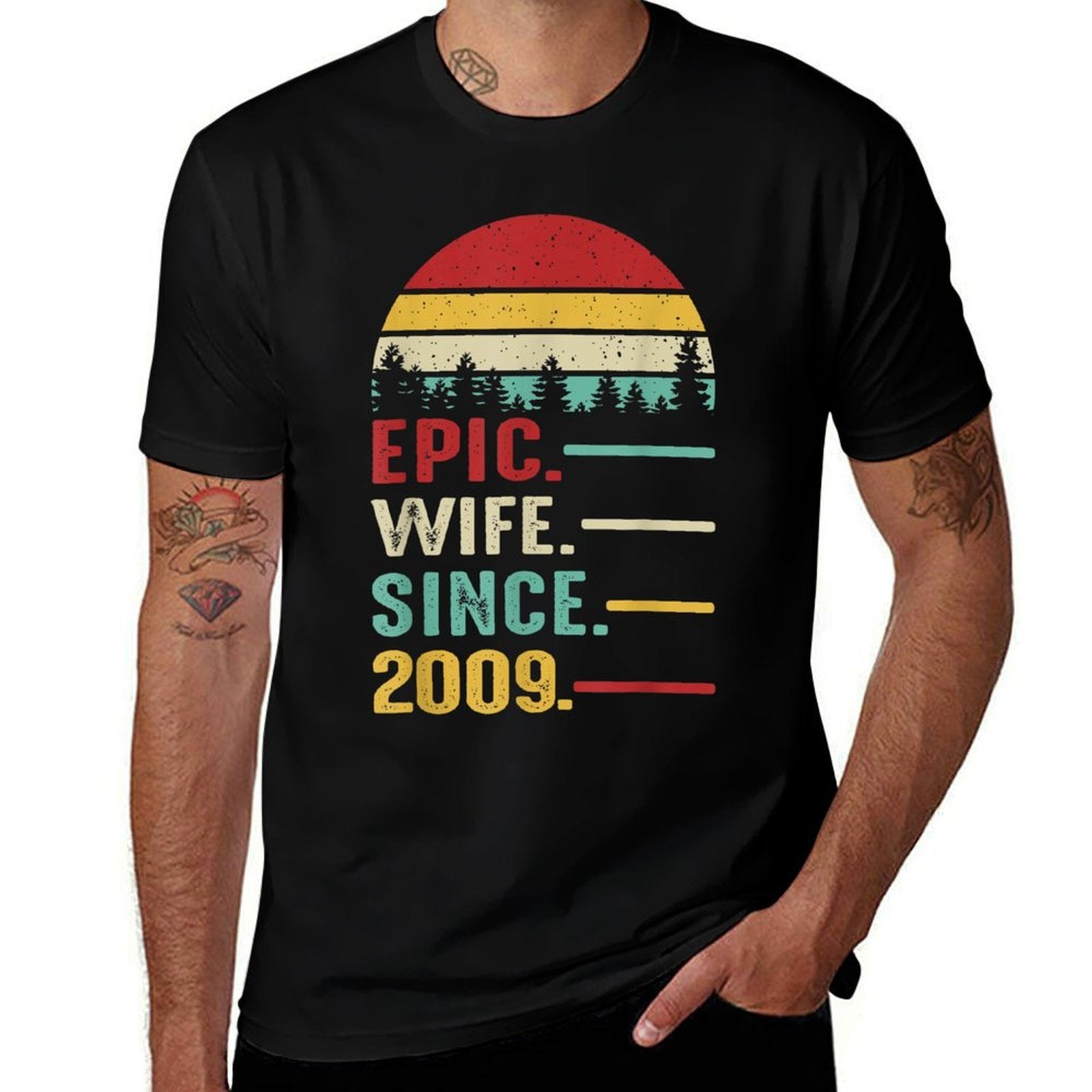 16th Wedding Anniversary for Her Epic Wife Since 2009  Vintage-inspired T-Shirt
