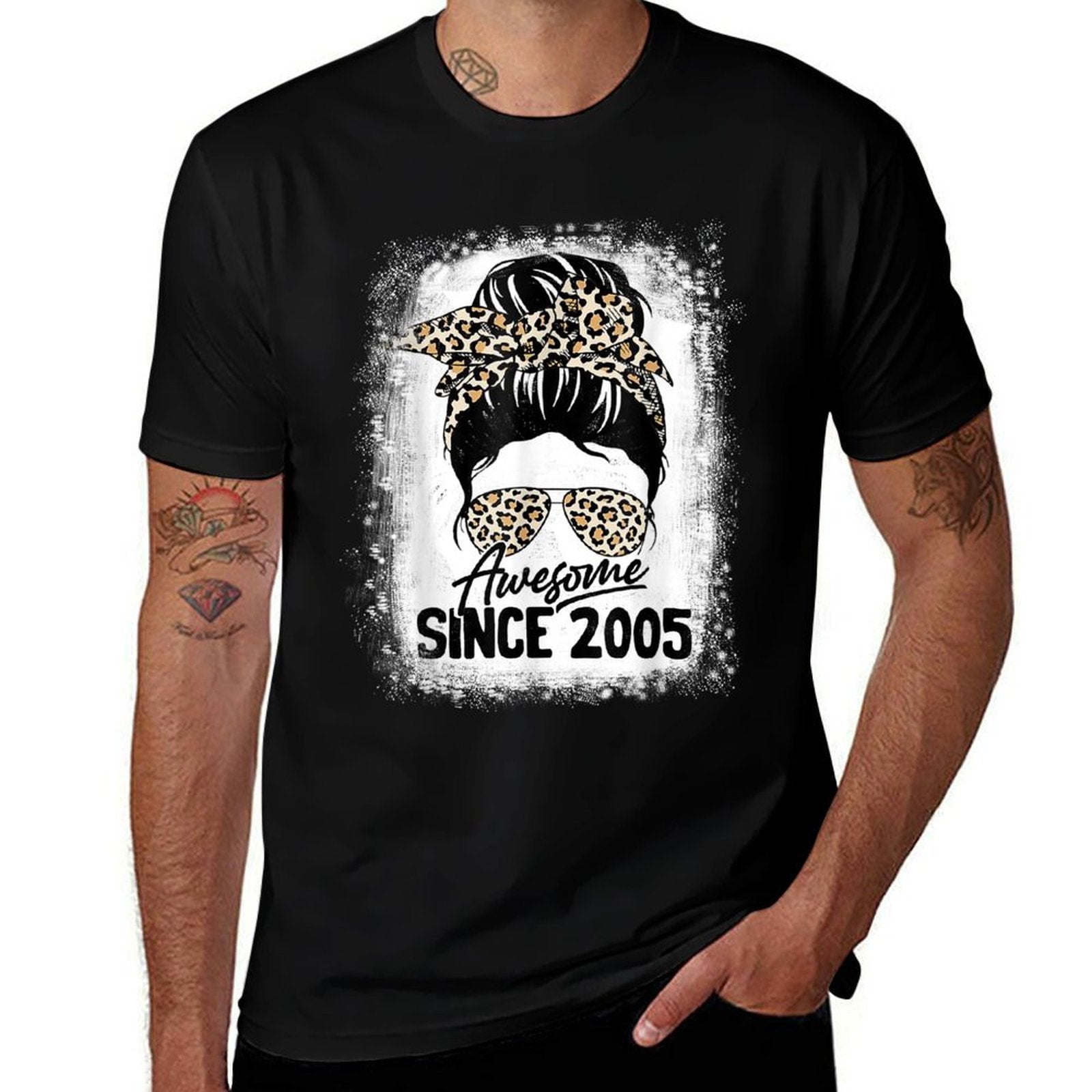 17 Years Old Awesome Since 2005 Leopard 17th Birthday  Relaxed-fit T-Shirt