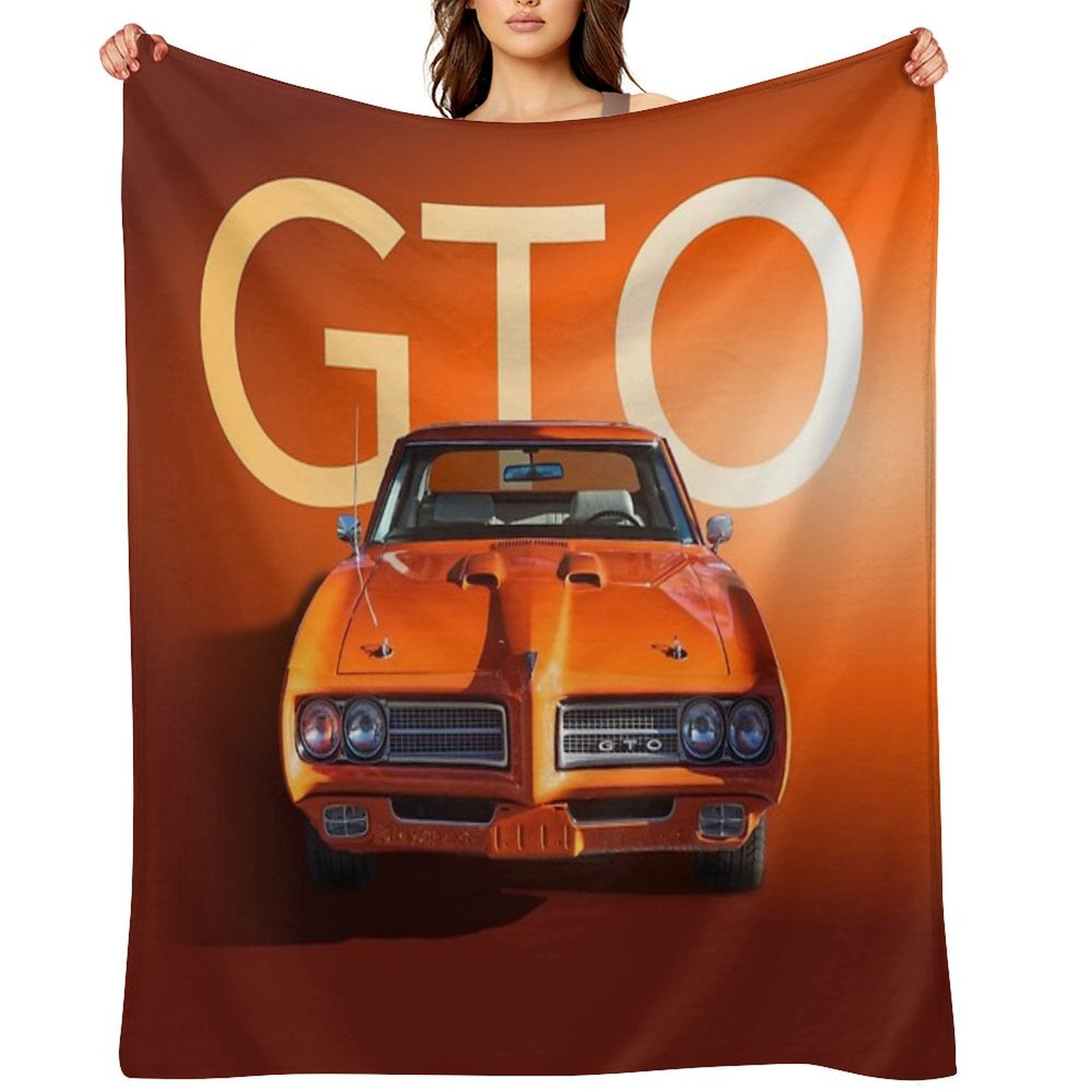1969 Orange GTO Plush Throw Blanket