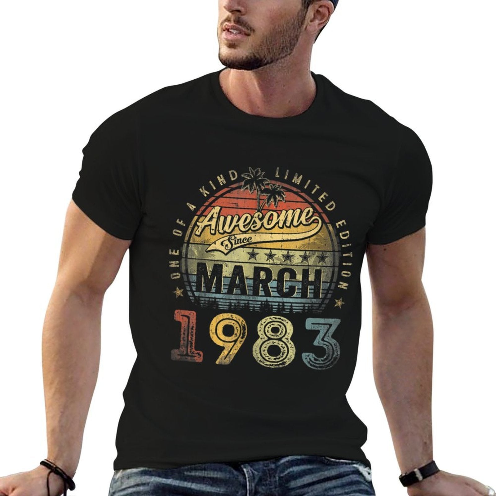 40 Year Old Awesome Since March 1983 40th Birthday  Oversized Silhouette T-Shirt