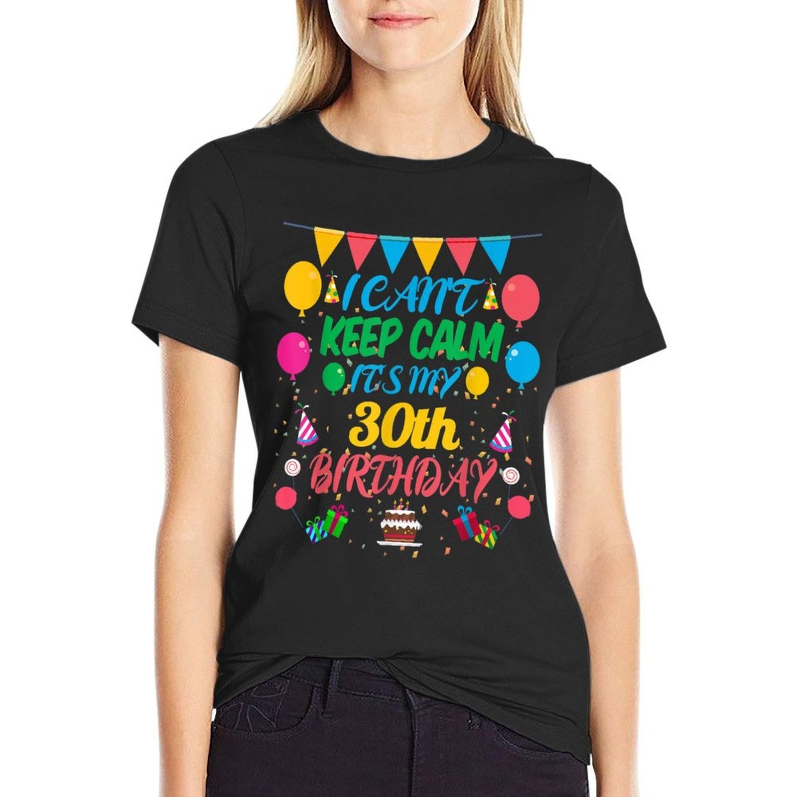 30 Year Old Gift I Can't Keep Calm It's My 30th Birthday  Oversized Silhouette T-Shirt