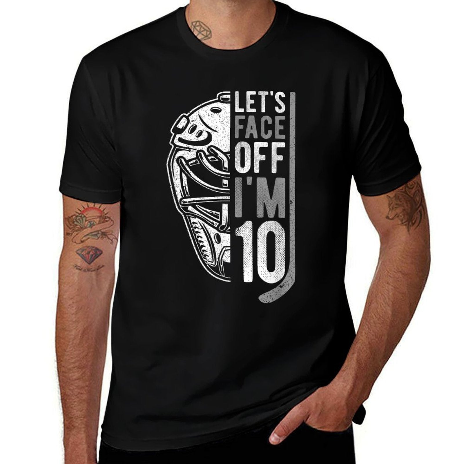 10th Birthday Ice Hockey Boy 10 Year Old Ice Hockey Player  Polyester Blend T-Shirt
