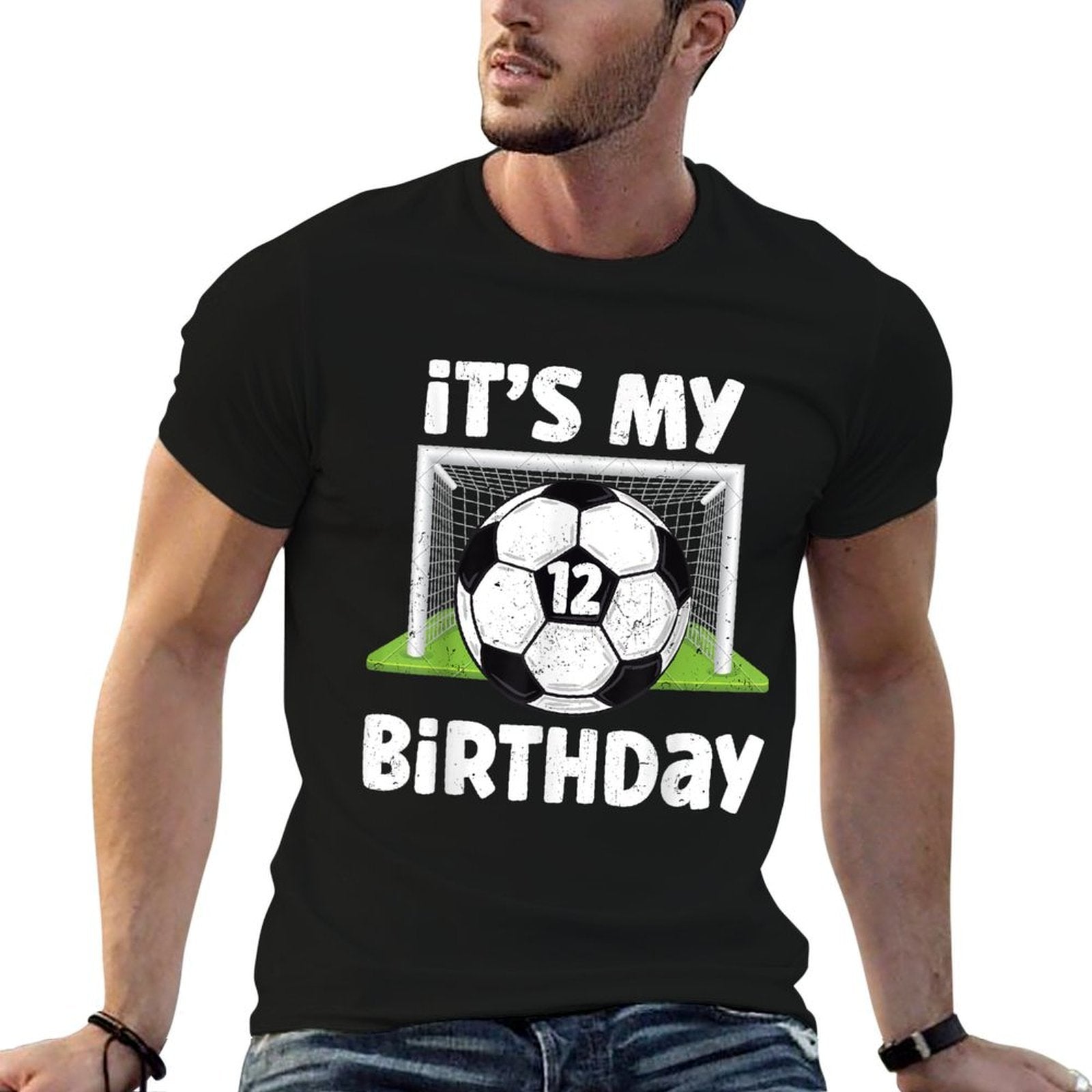 12 Years Old Soccer 12th Birthday Player Kids B-day Party  Cotton T-Shirt