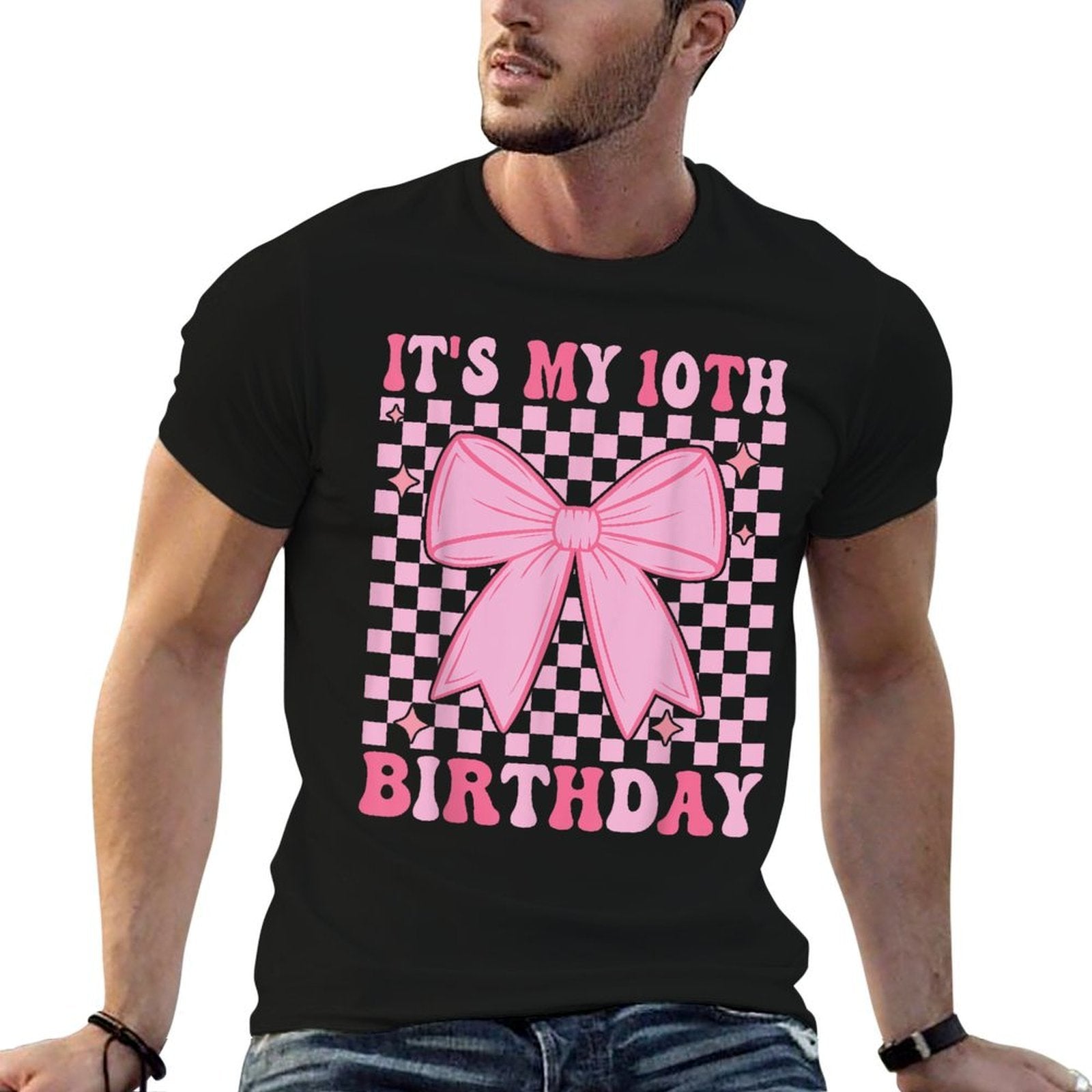 10th Coquette Themed Birthday Ten Year Old Girl Bow  Lightweight T-Shirt