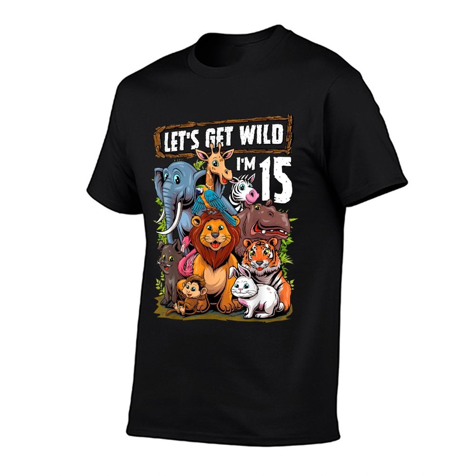 15 Year Old Zoo Birthday Safari Jungle Animals 15th Birthday  Moisture-wicking T-Shirt
