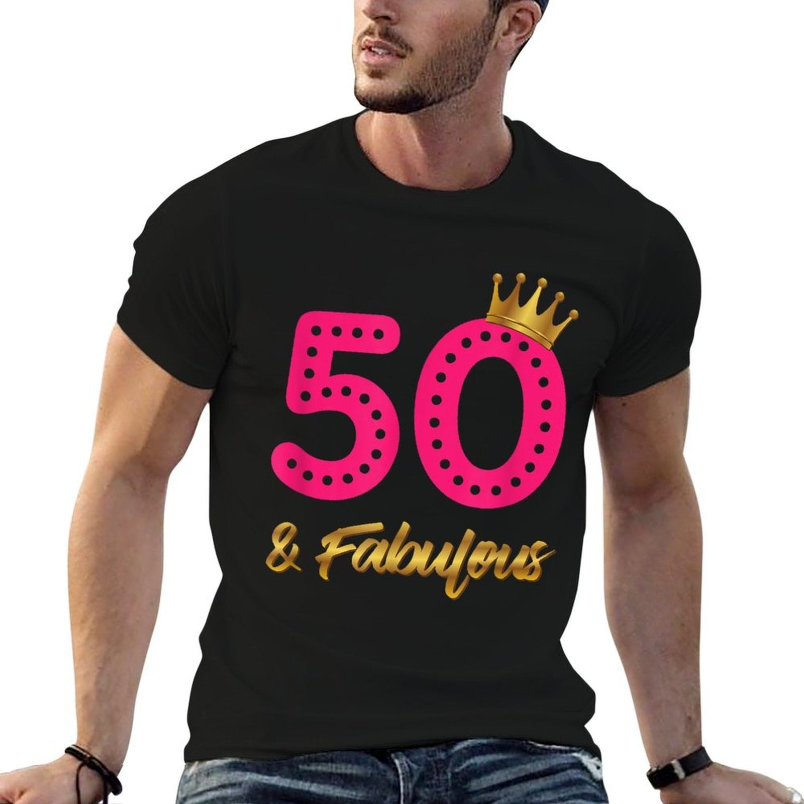 50 & Fabulous T - 50th Birthday Present  Slim-fit Cut T-Shirt