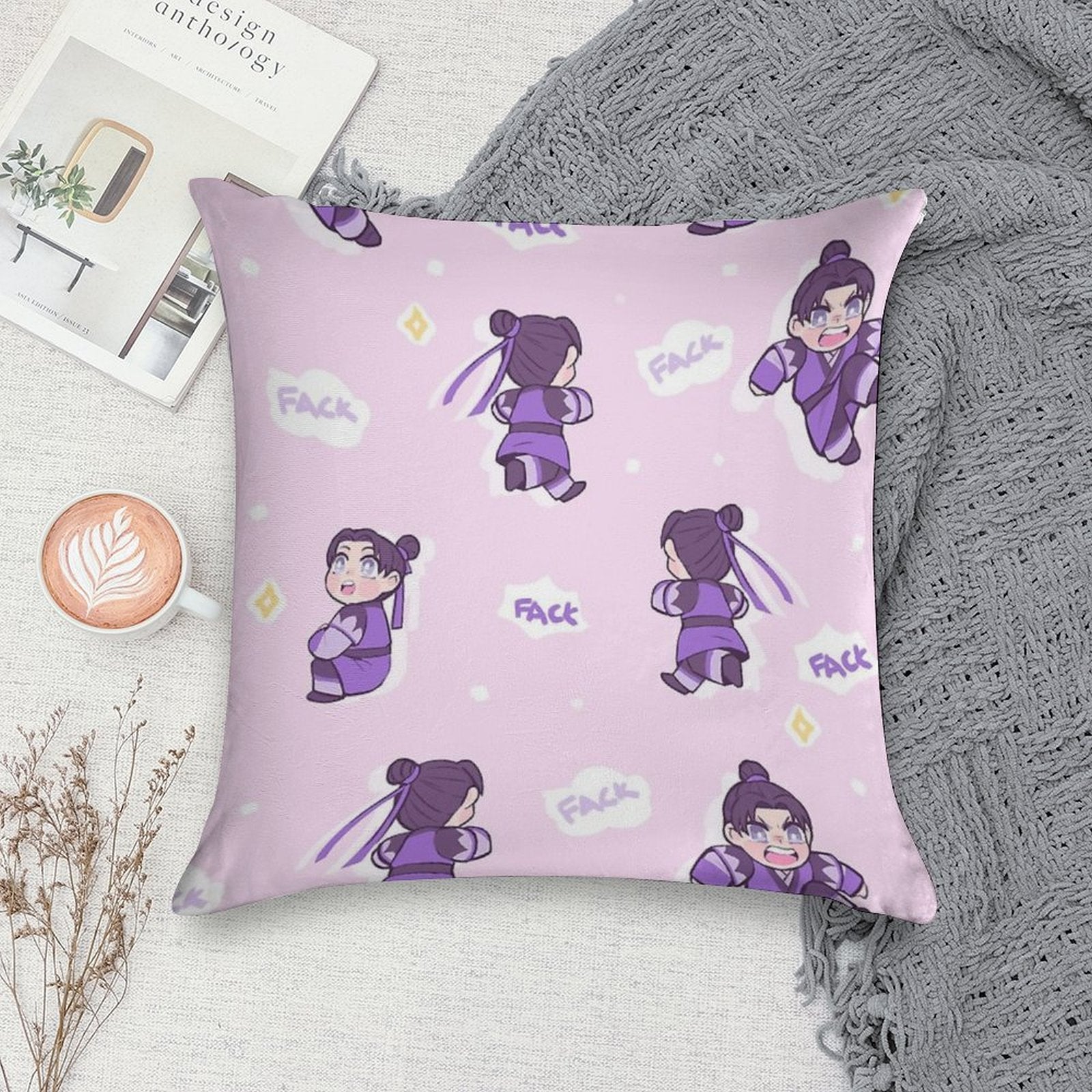 Angry Little Grape Soft Skin-Friendly Throw Pillow
