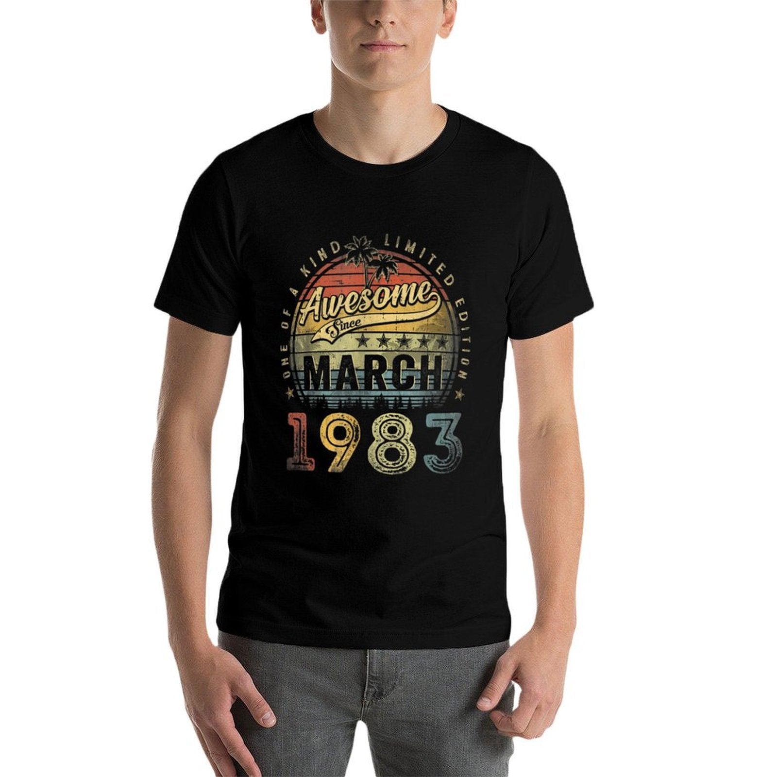 40 Year Old Awesome Since March 1983 40th Birthday  Oversized Silhouette T-Shirt