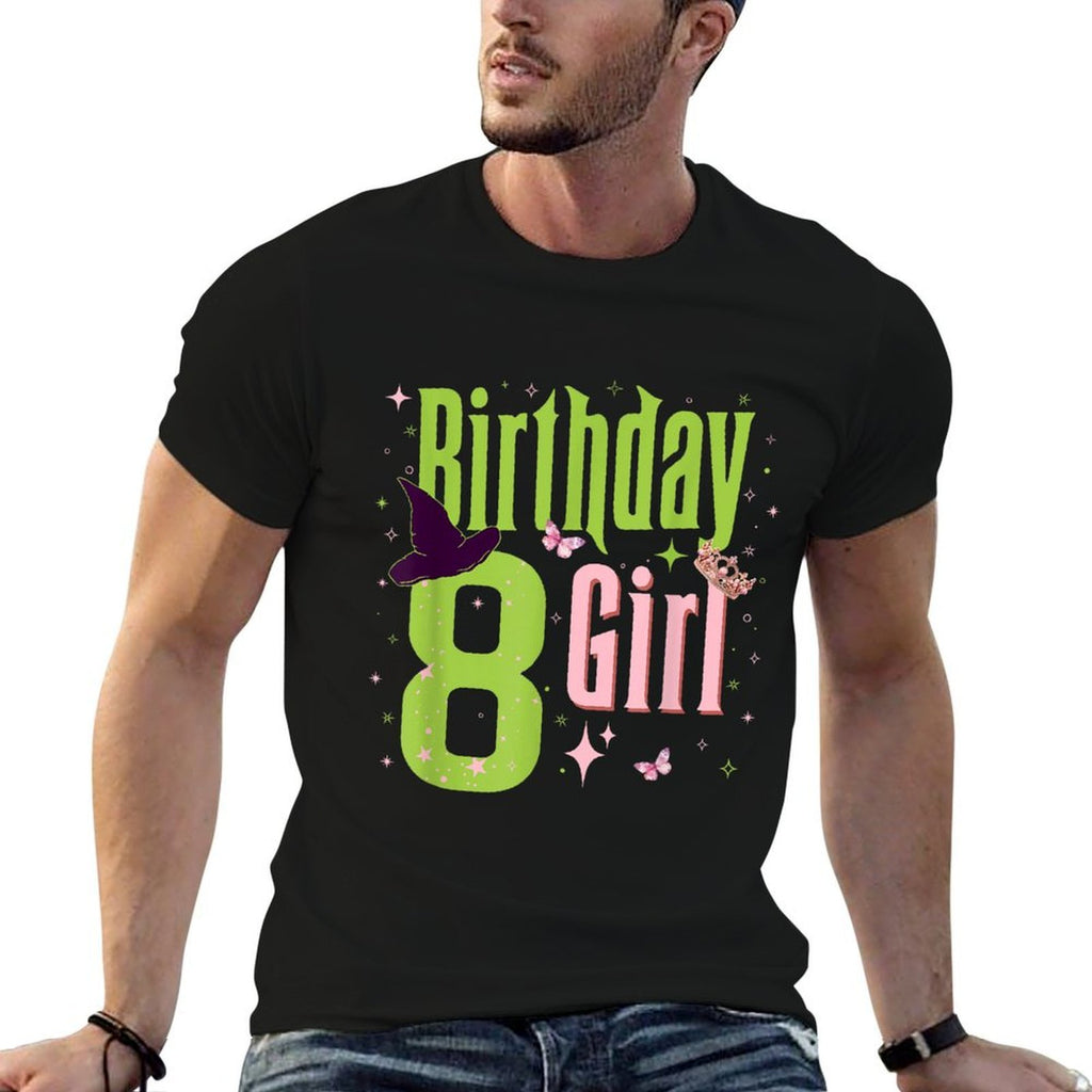 8Th Birthday Witch Pink And Green 8 Year Old Birthday Girl  Polyester Blend T-Shirt