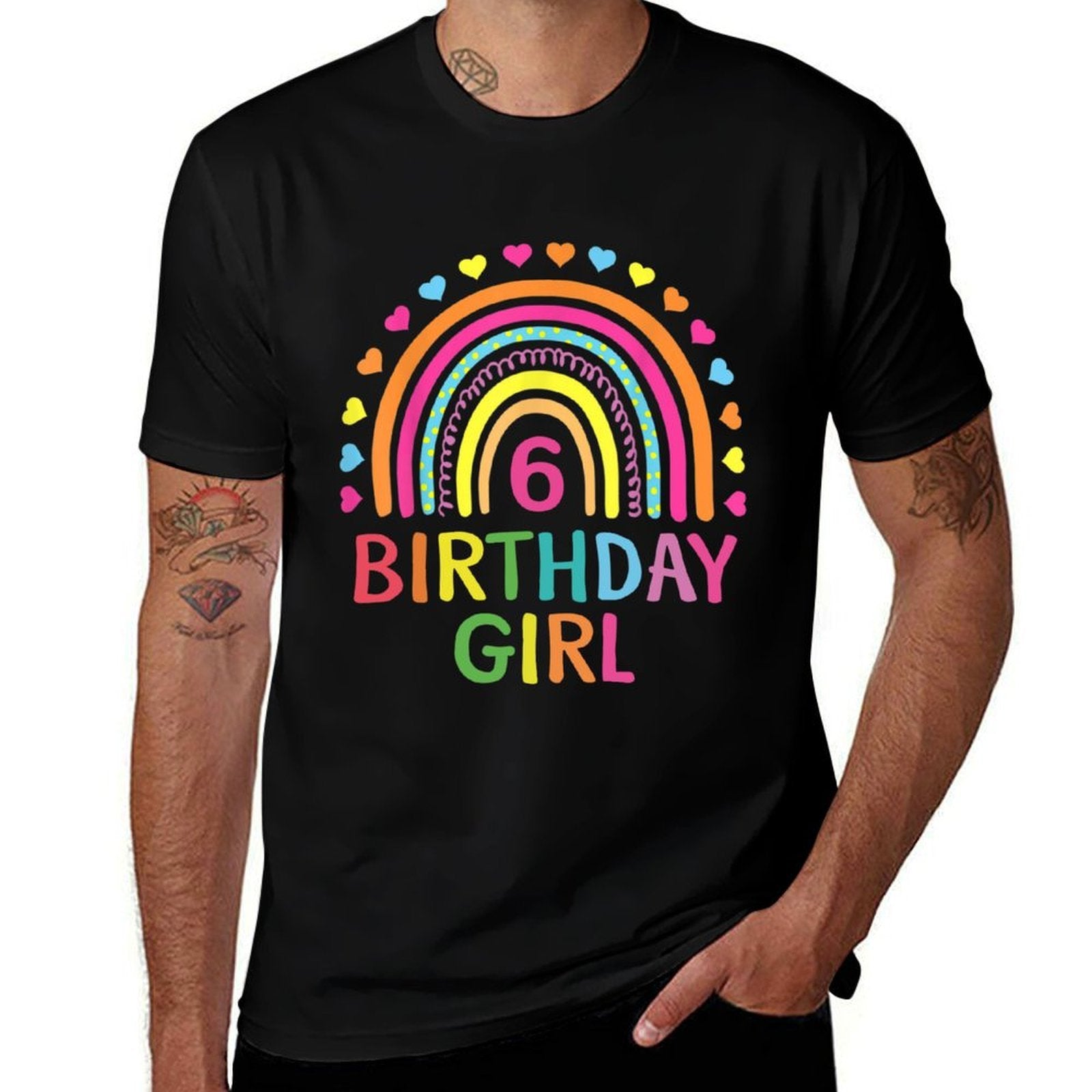 6 Years Old Rainbow Girls 6th Birthday For Girls Kids  Tagless Design T-Shirt