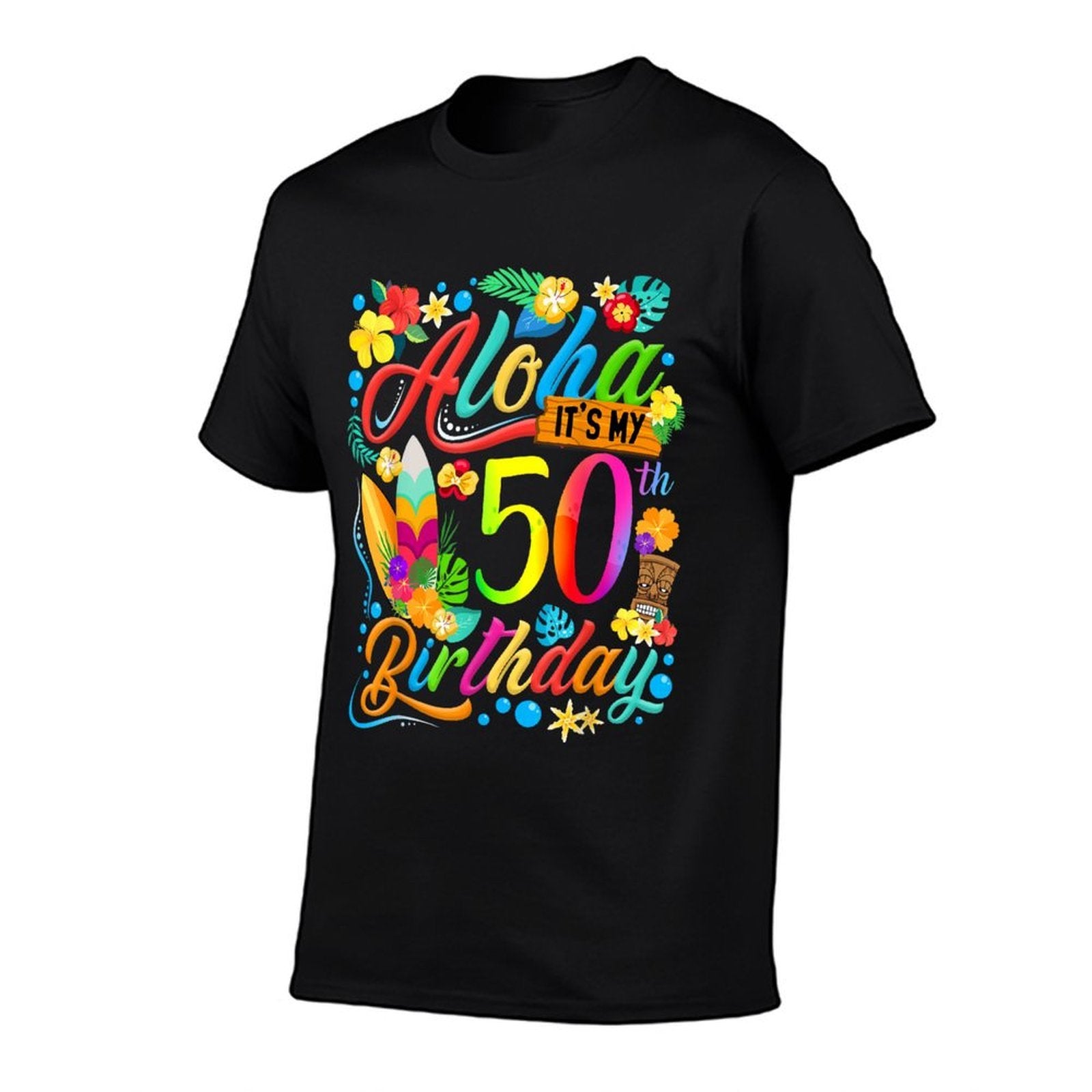 Aloha It's My 50th Birthday Surfing Hawaiian Beach Hibiscus  Fade-proof Color T-Shirt