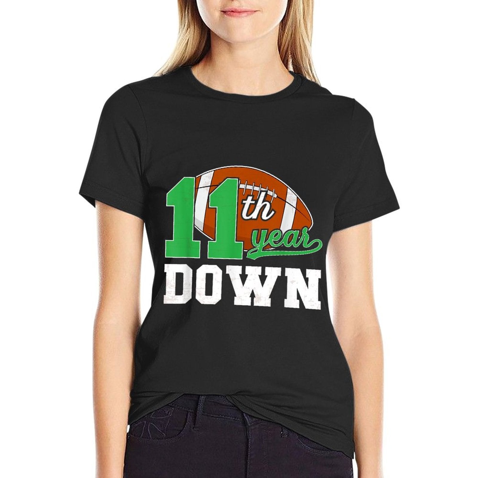 11th Football Birthday Eleven Year Old Football Player  Trendy Pattern T-Shirt