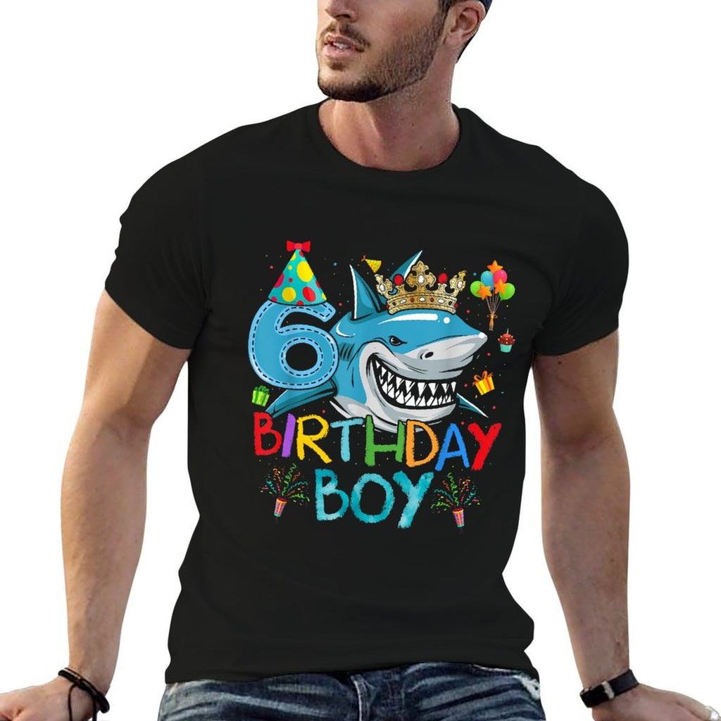 6th Birthday Shark Ocean Theme Party 6 Years Old For Boy  Slim-fit Cut T-Shirt