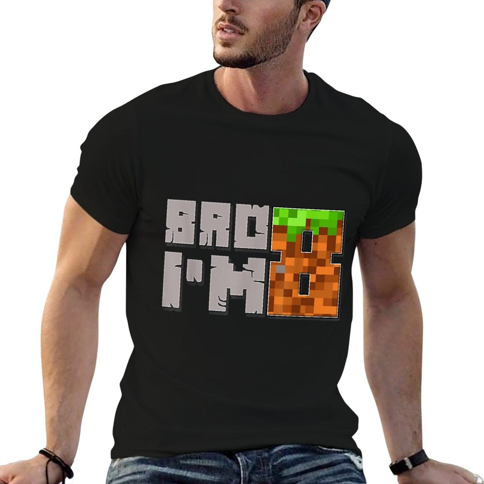 8th Birthday Boy Bro I’m 8 Year Old Gamer Pixel Boys Kids  High-quality Stitching T-Shirt