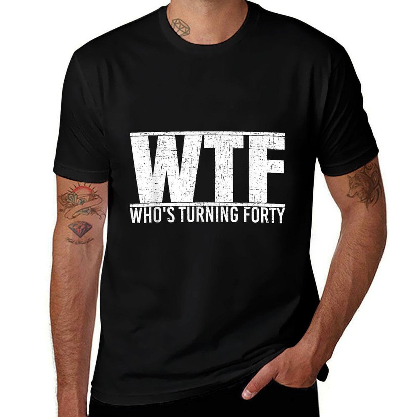 40th Birthday Design WTF Who&#39;s Turning Forty  Tagless Design T-Shirt