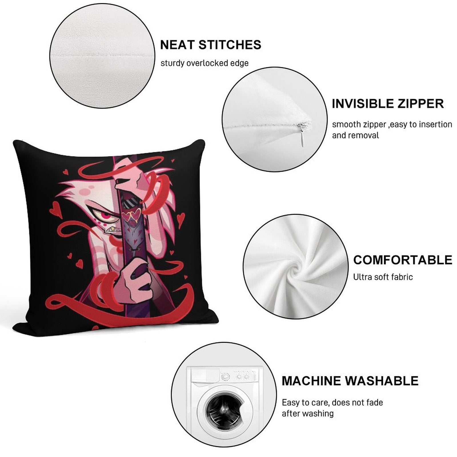 Angel Dust And Valentino Addicted - Hazbin Hotel Soft Easy Maintenance Throw Pillow