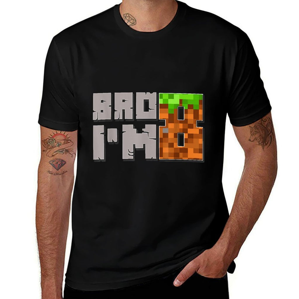 8th Birthday Boy Bro I’m 8 Year Old Gamer Pixel Boys Kids  High-quality Stitching T-Shirt