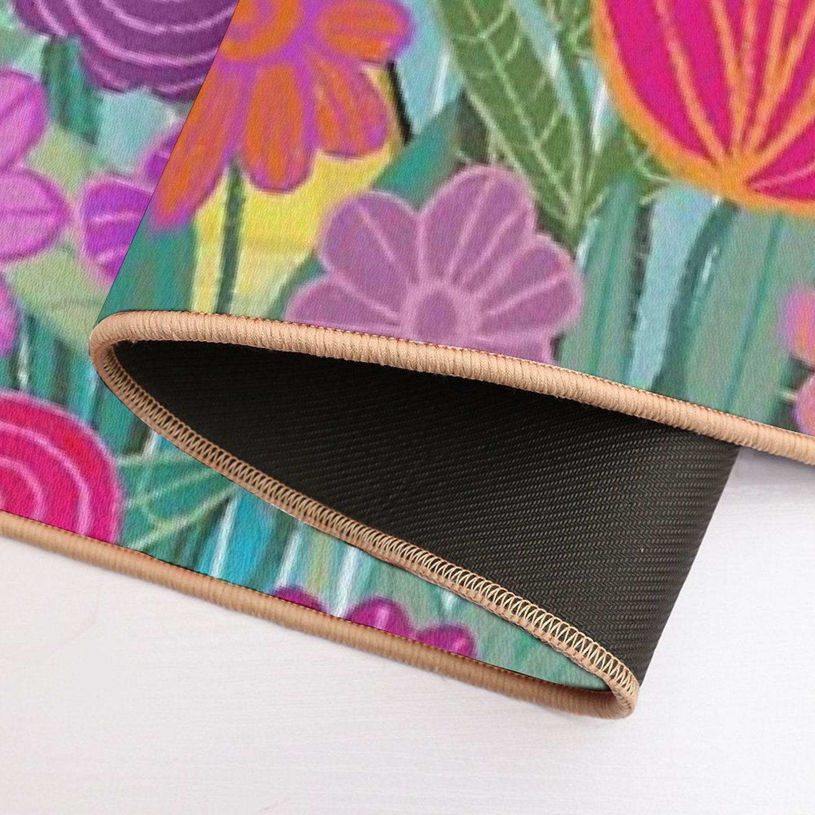 Flower Garden Girl – Healing Illustration  Repositionable Bath Mat