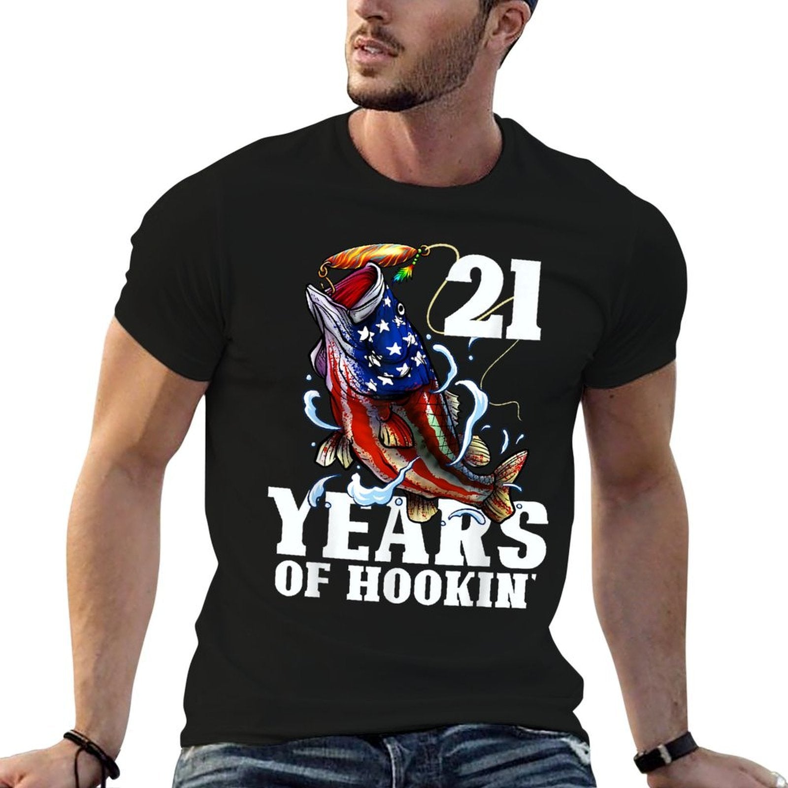 21 Years Of Hookin' Funny America Bass Fishing 21st Birthday  Breathable T-Shirt