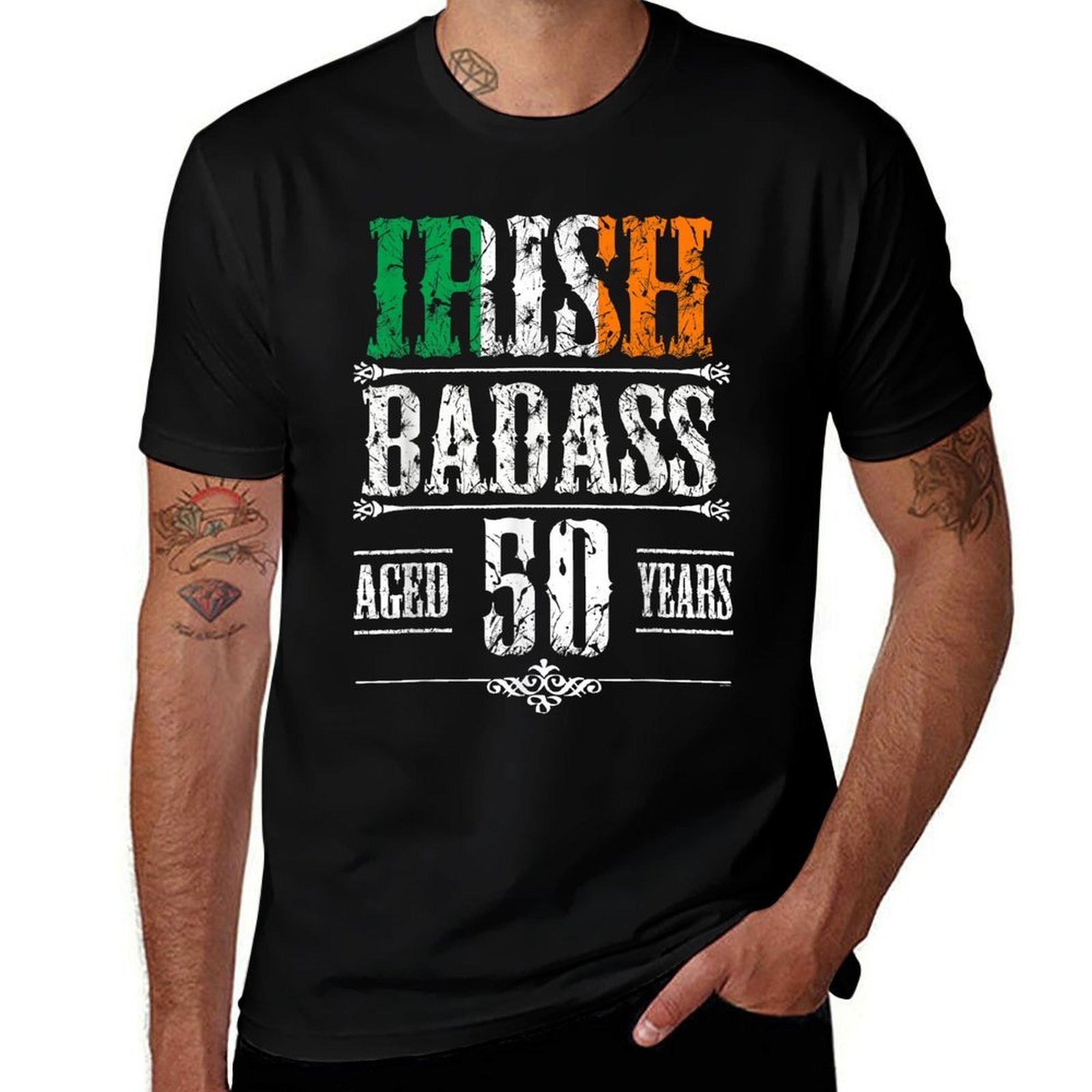 50th Irish Birthdays T Shirt Present for 50 Year Old  Heathered Texture T-Shirt