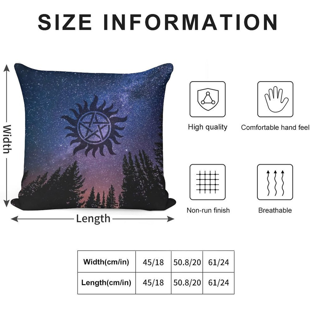 Anti Possession - Forest Starry Night Sky Soft Skin-Friendly Throw Pillow