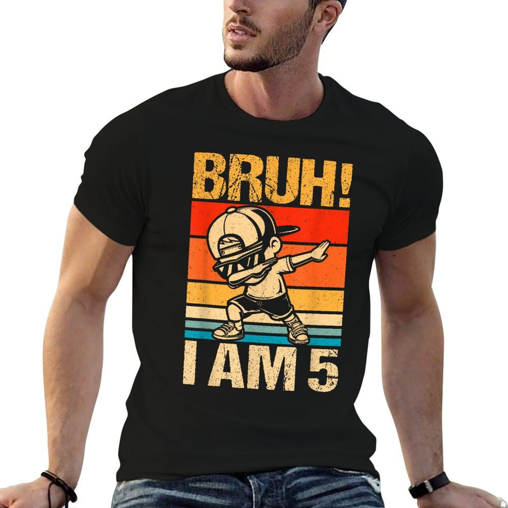5 Year Old Birthday Dabbing Boy Bruh It's My 5th Birthday  Relaxed-fit T-Shirt