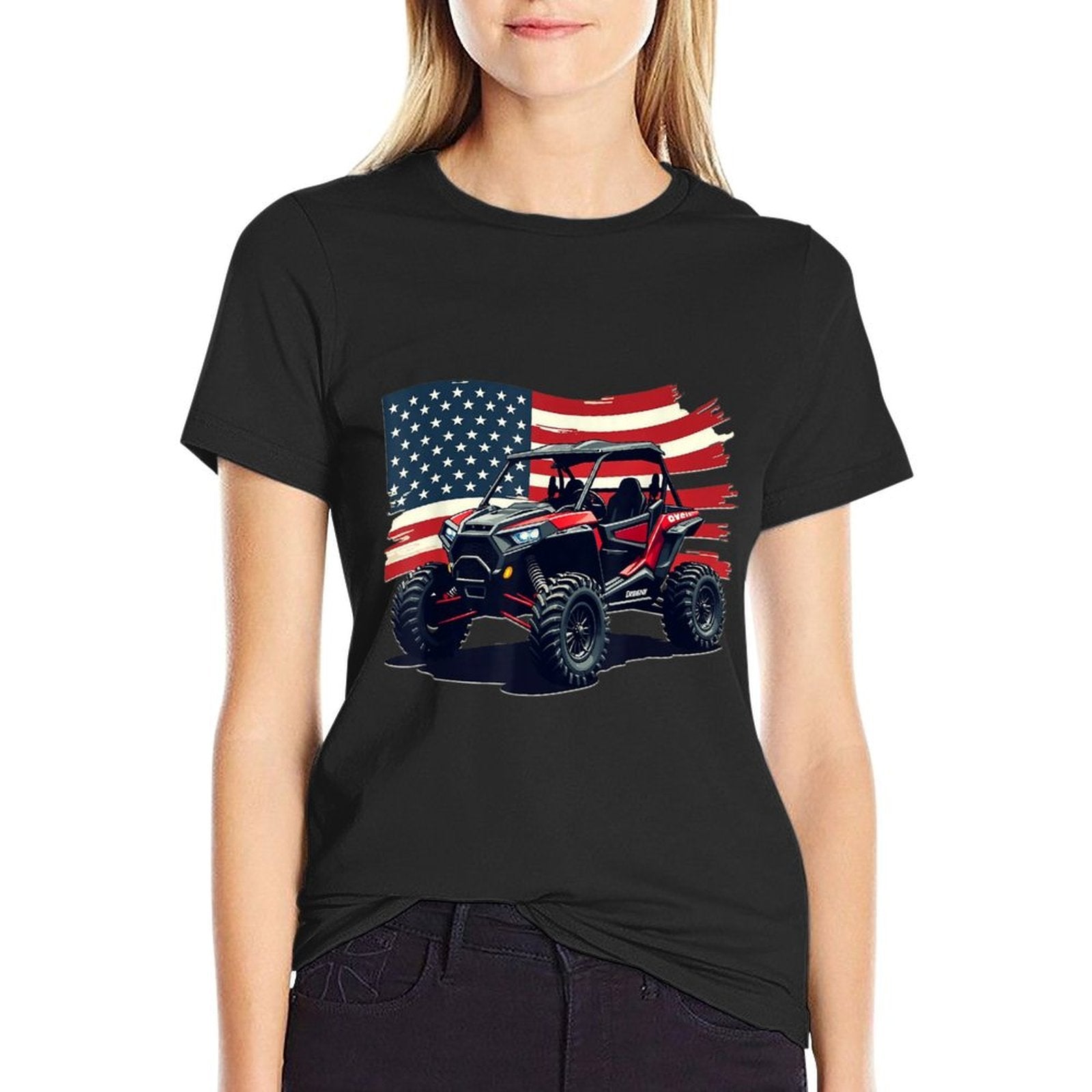 AMERICAN FLAG UTV SIDE BY SIDE SXS OFF ROAD  Graphic-printed T-Shirt