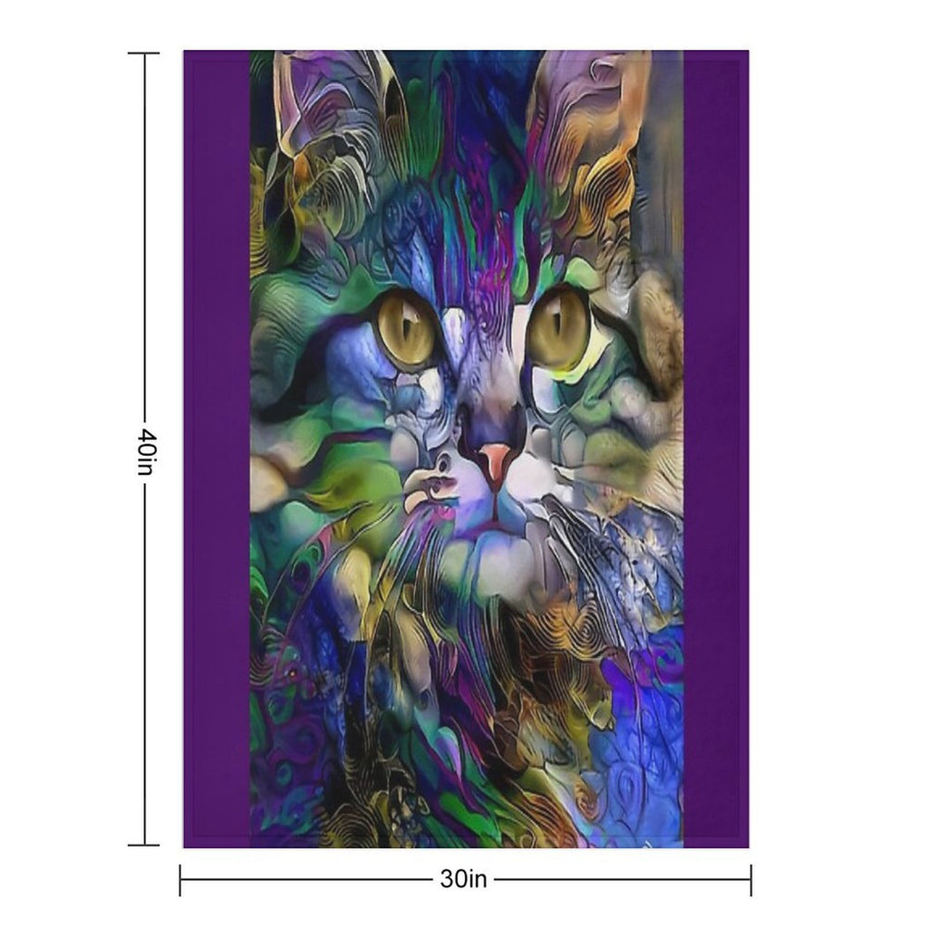 Arabelle, Cat, Chat, Cat, Lea Roche Paintings Quick-dry Throw Blanket
