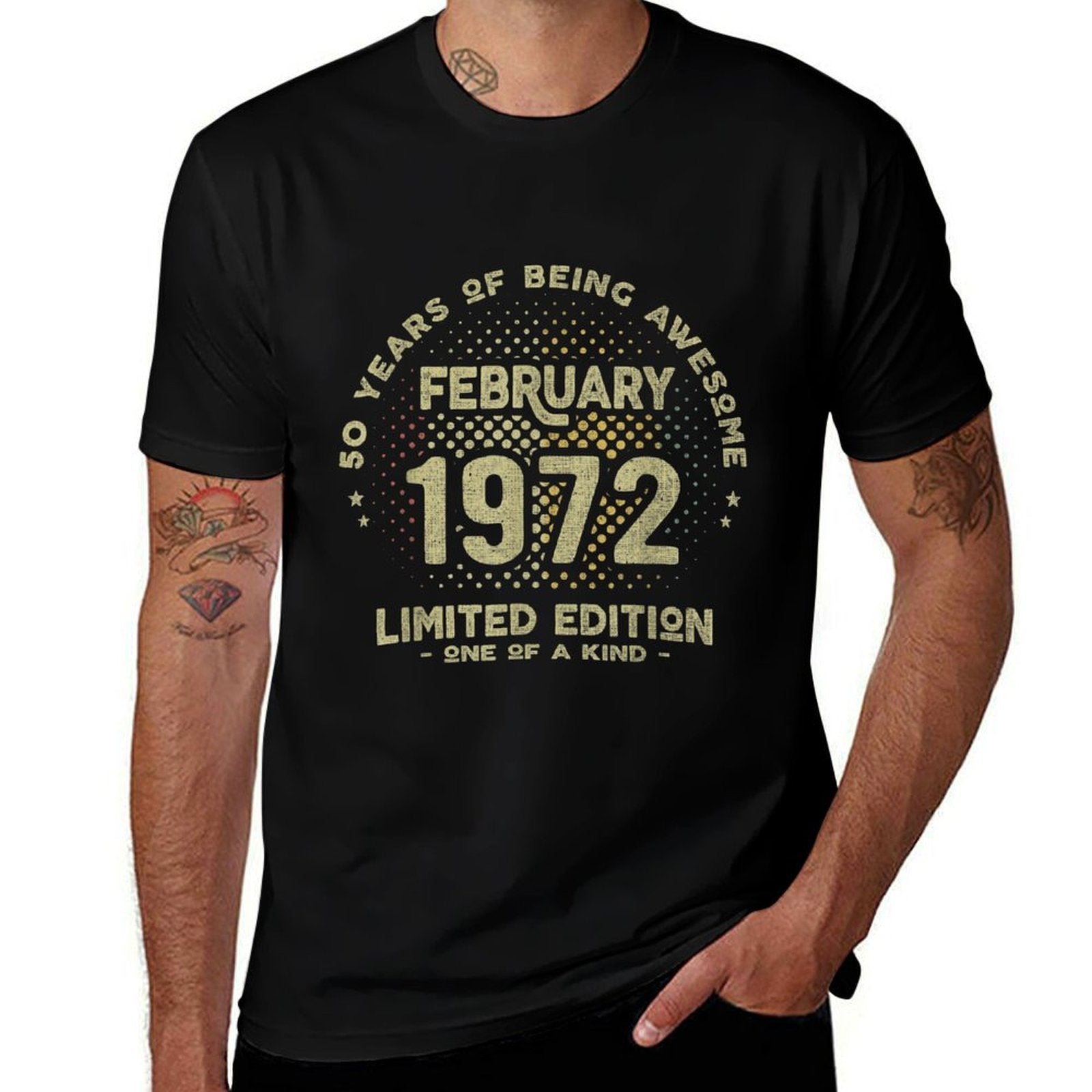 50 Years Old February 1972 Limited Edition 50th Birthday  Slim-fit Cut T-Shirt