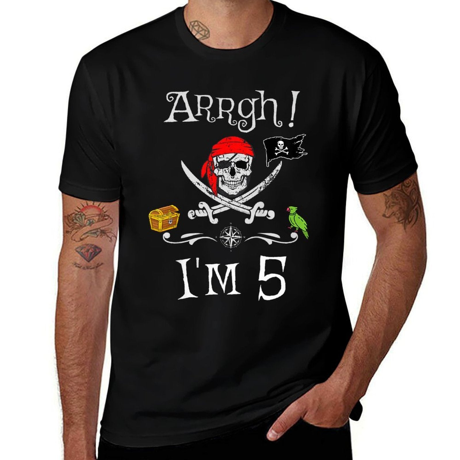 Arrgh I'm 5 Pirate Birthday 5 Year Old Birthday  Odor-resistant T-Shirt