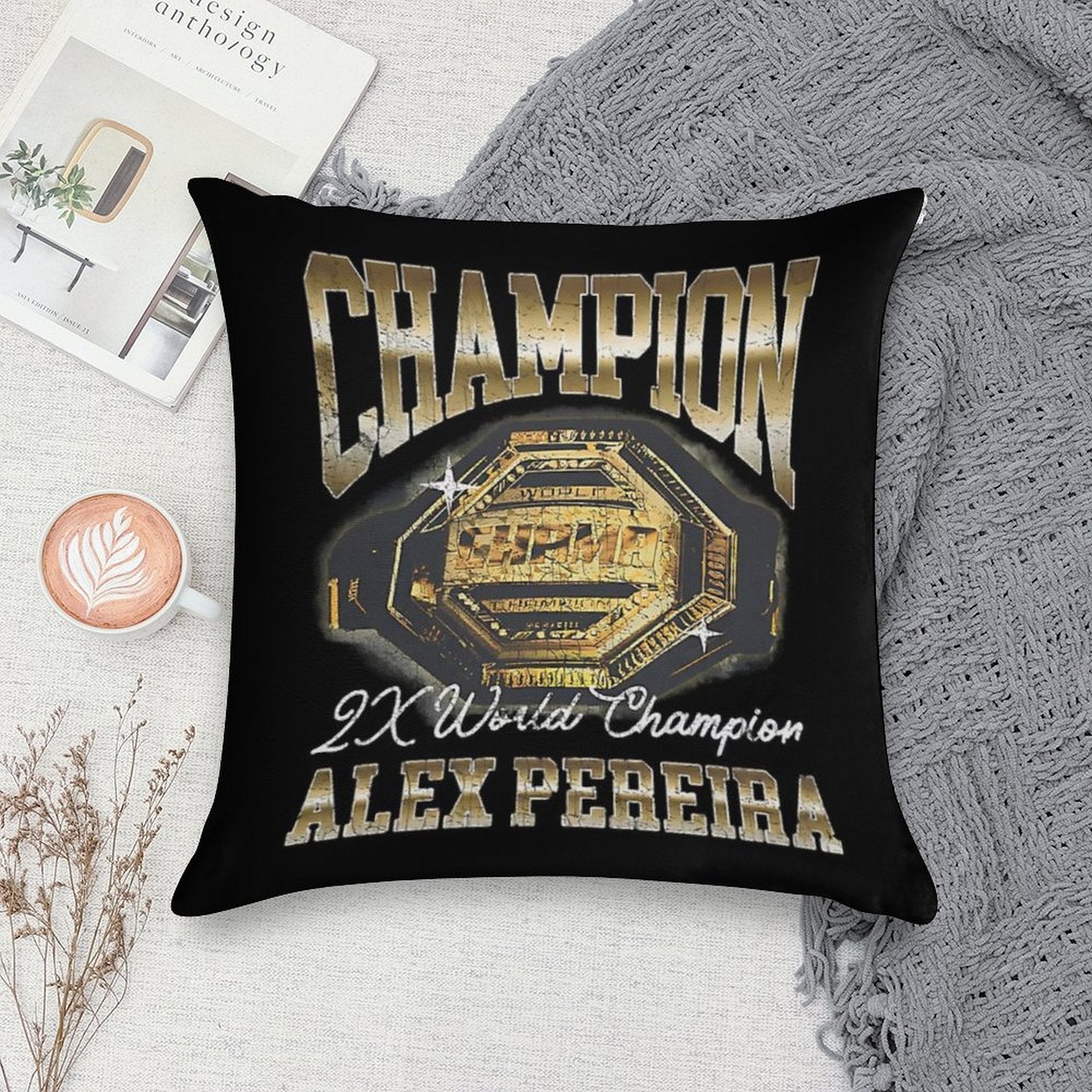 Alex Pereira 2 Times Word Champion Soft Style Accent Throw Pillow