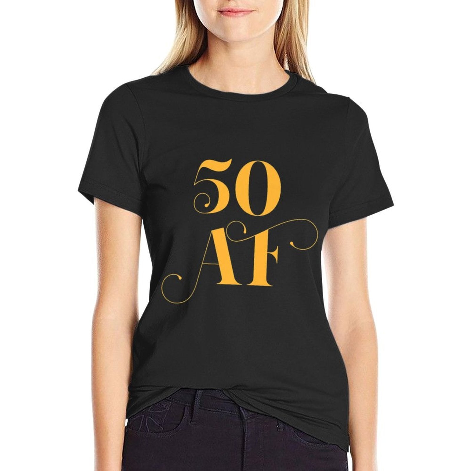 50 AF  50 Years Old  Fancy Golden Yellow 50th Birthday Premium  Polyester Blend T-Shirt
