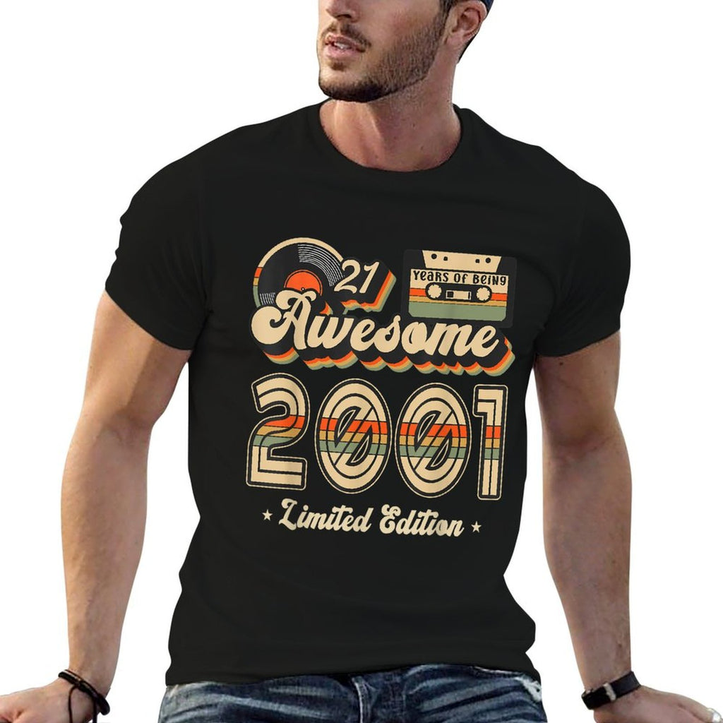 21 Year Old Retro 21st Birthday Gift Best of 2001 Cassette  Trendy Pattern T-Shirt