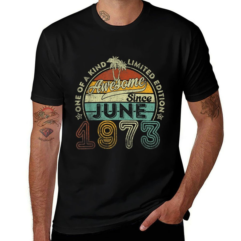 50 Year Old Awesome Since June 1973 50th Birthday  Summer-ready Fabric T-Shirt