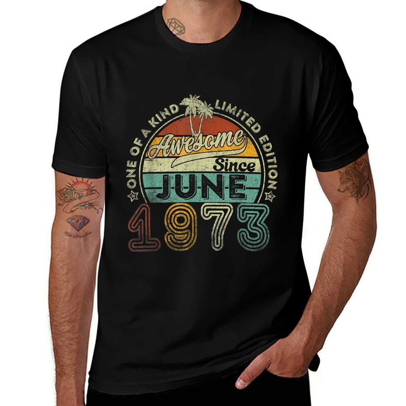 50 Year Old Awesome Since June 1973 50th Birthday  Summer-ready Fabric T-Shirt