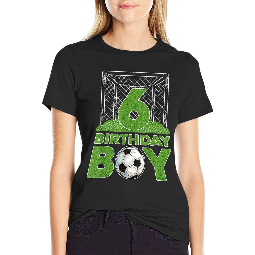 6th Birthday Boys 6 Years Old Soccer Football Goal Ball  Heathered Texture T-Shirt