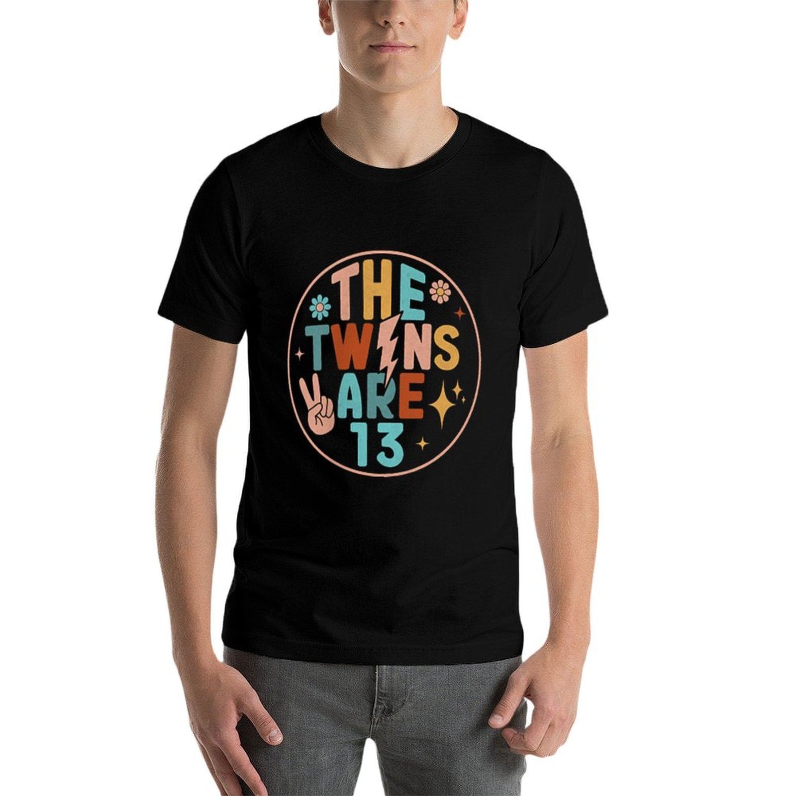 (2 SIDED) Twins 13th Birthday Party Groovy 13 Year Old Twin  Quick-drying T-Shirt