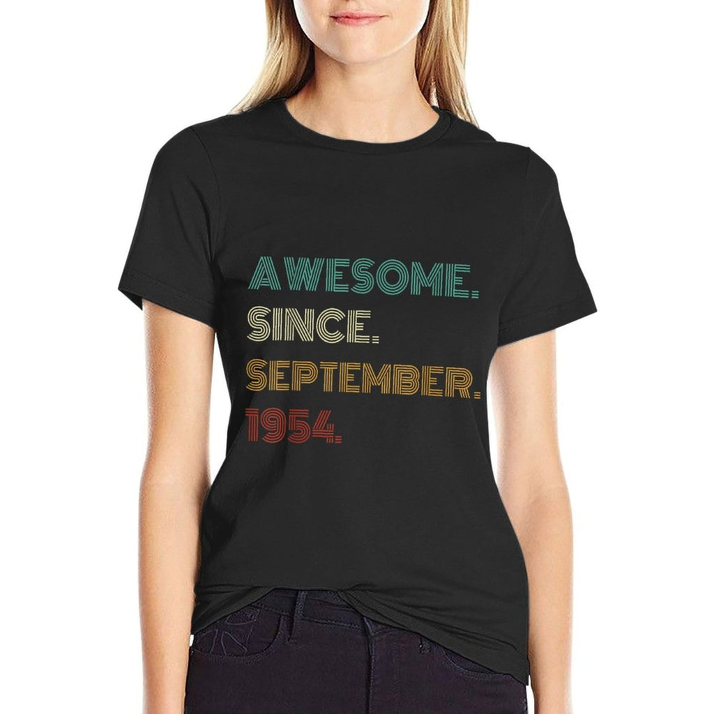 70 Years Old Awesome Since September 1954 70th Birthday  High-quality Stitching T-Shirt