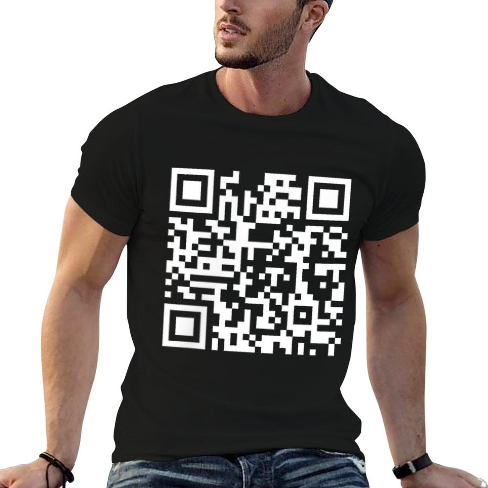(2 SIDES) Funny QR Fck You Code Middle Finger Saying Quote  Fade-proof Color T-Shirt