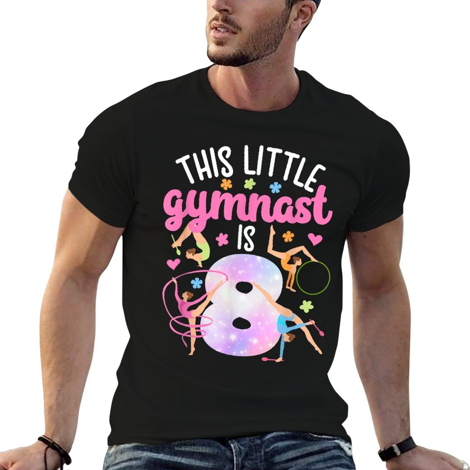 8th Gymnast Birthday Party Eight Year Old Gymnastics Girl  Versatile T-Shirt