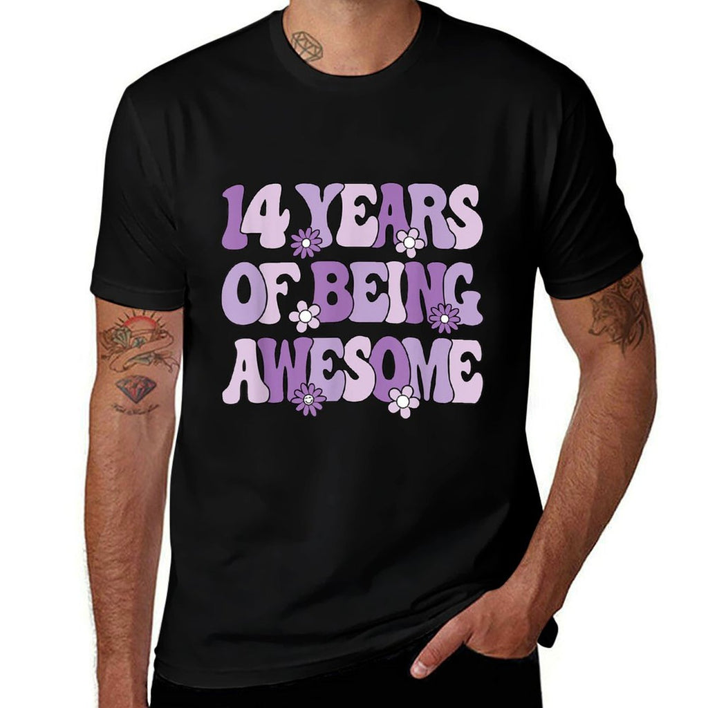 14 Years Of Being Awesome 14 Years Old Girl 14th Birthday  Trendy Pattern T-Shirt