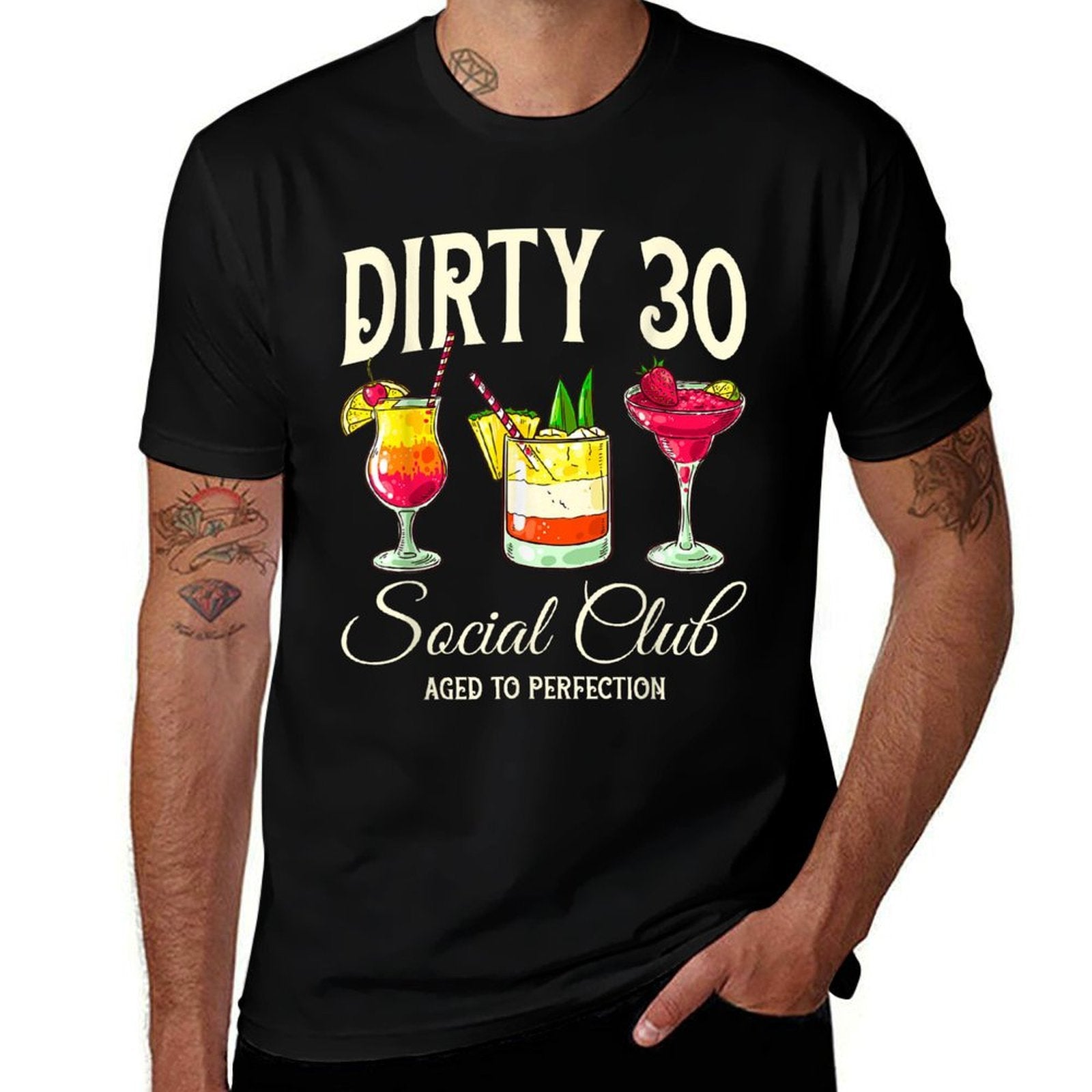 30th Birthday Her Dirty Thirty 30 Years Old Bday Party Group  Oversized Silhouette T-Shirt